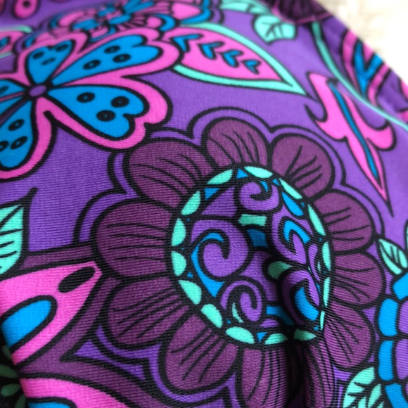 TRUNKETTES Purple Floral and Black Halter Swimsuit - Picture 4 of 13